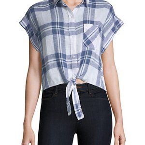 Rails Amelie tie Front shirt cropped plaid linen